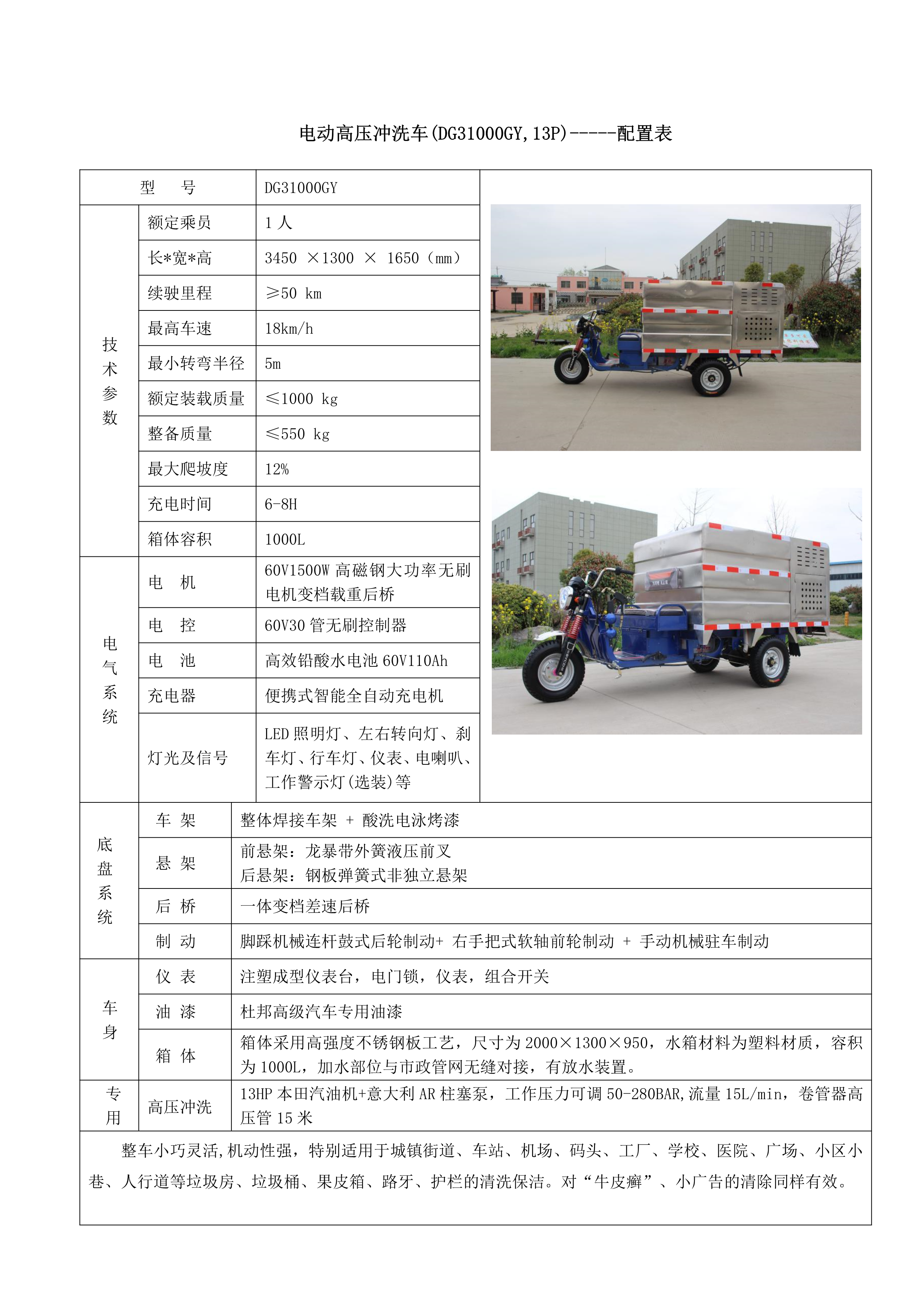 徐州德高環(huán)衛(wèi)車(chē) 1立方高壓沖洗車(chē)